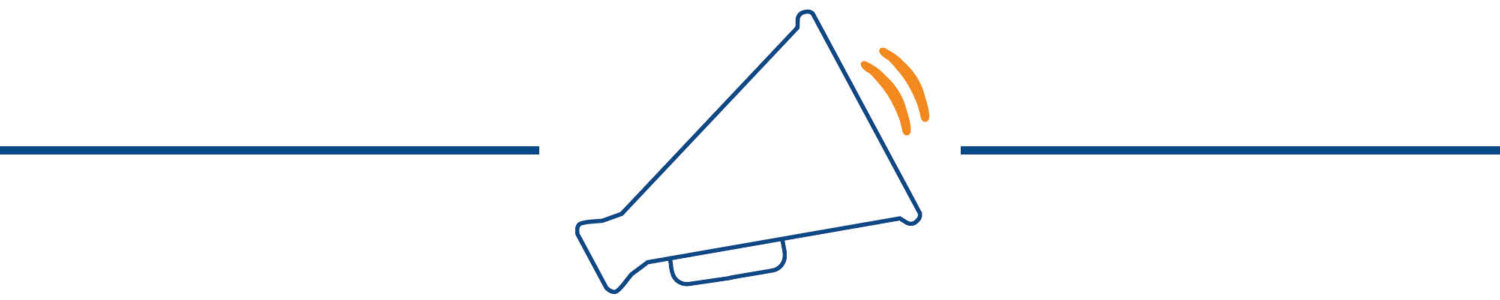 Sezione News e eventi. Illustrazione stilizzata di un megafono.